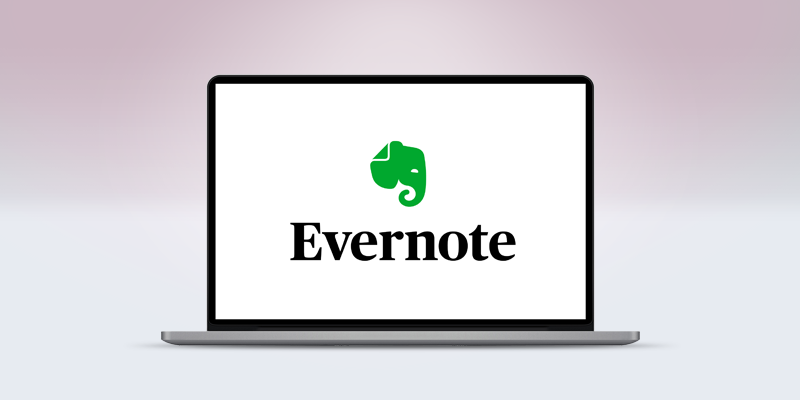ノートパソコンの画面にあるEvernoteのロゴ